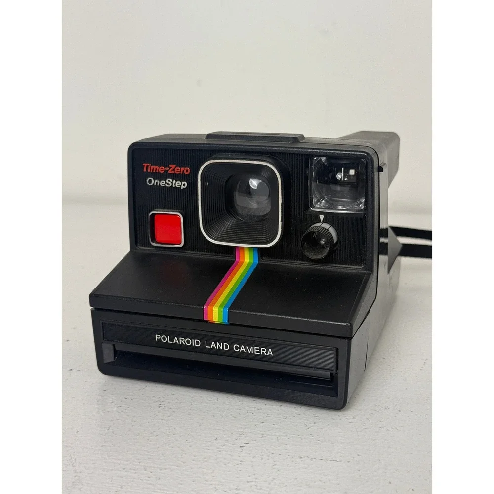 Polaroid Time-Zero OneStep Rainbow Land Camera Black SX-70 Film Vintage Retro
